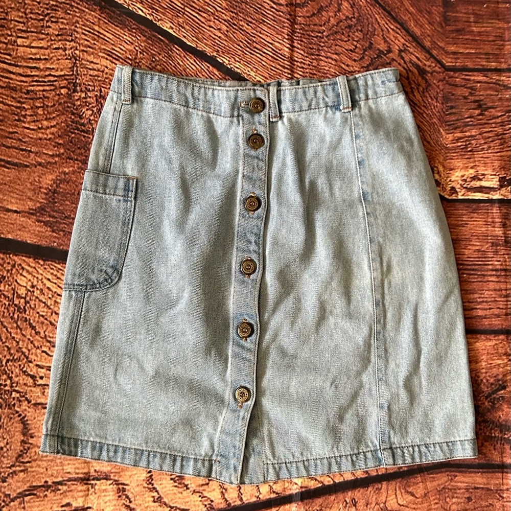 CMC Color Me Cotton Vintage 80s Denim Button-Front Skirt Size Medium